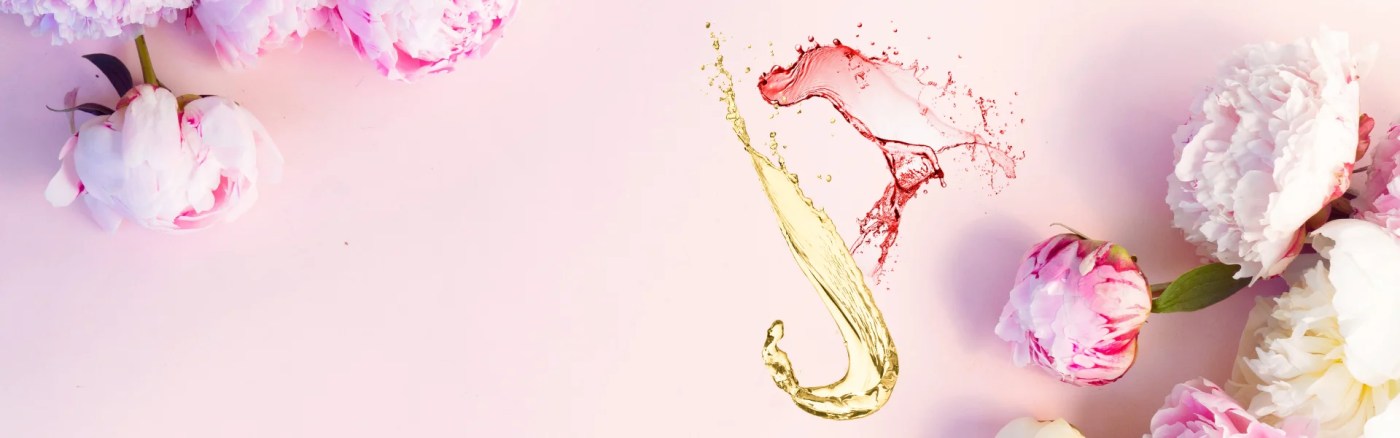 wine splash with floral background